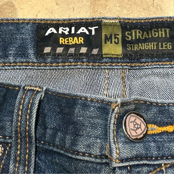 Ariat Rebar M5 Men's Straight Leg Blue Jeans 34x32 - Picture 3 of 9